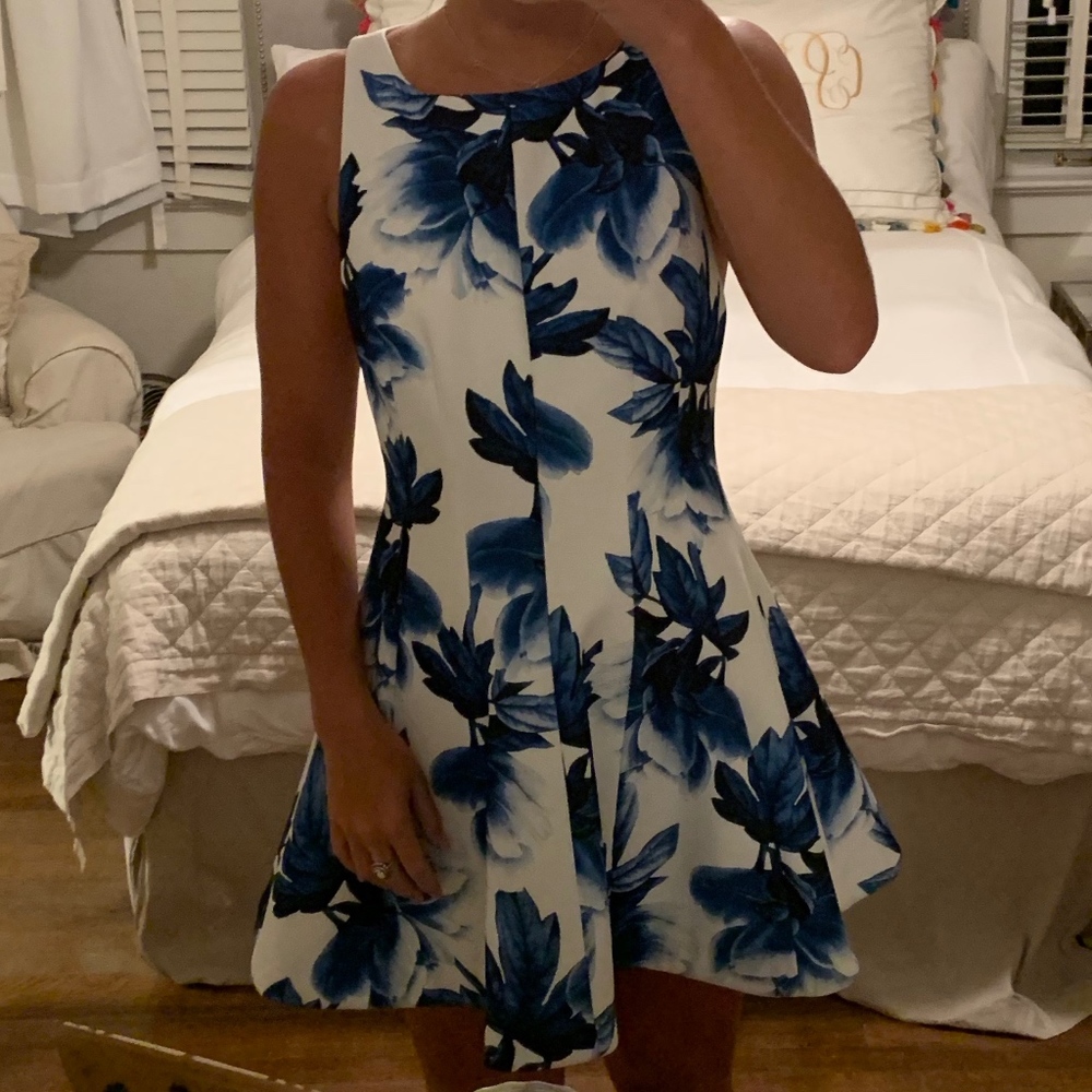 Keepsake white and blue floral dress
